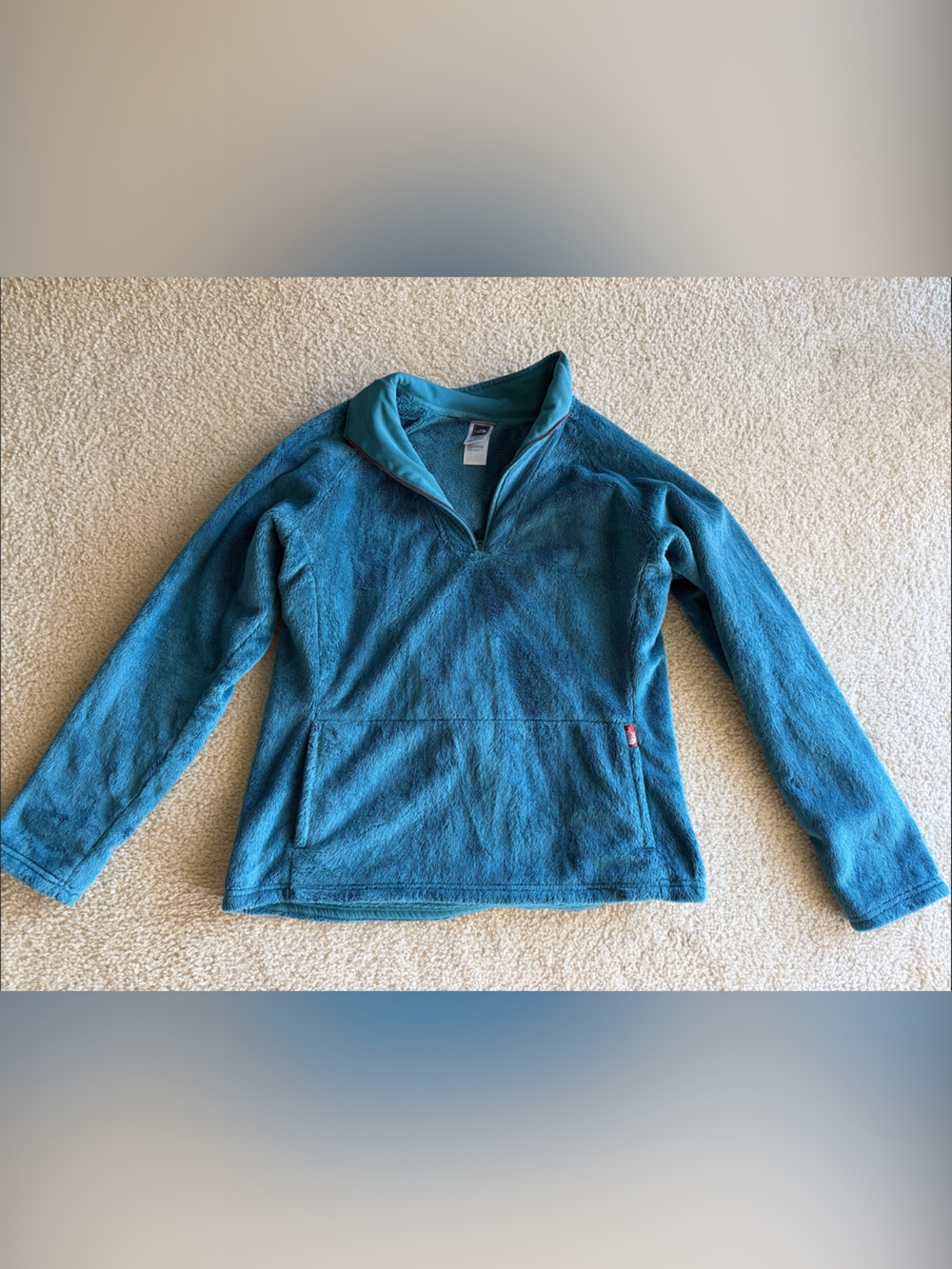 North Face Teal Quarter-Zip Fleece Pullover